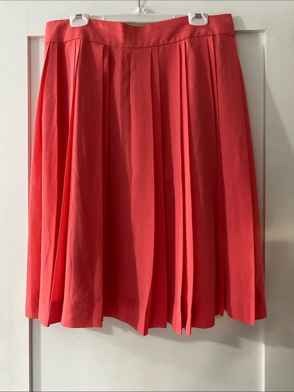 J. Crew Coral Pleated A-Line Midi Skirt